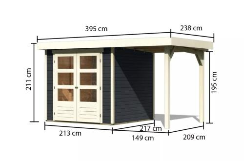 dřevěný domek KARIBU ASKOLA 2 + přístavek 150 cm (38653) antracit