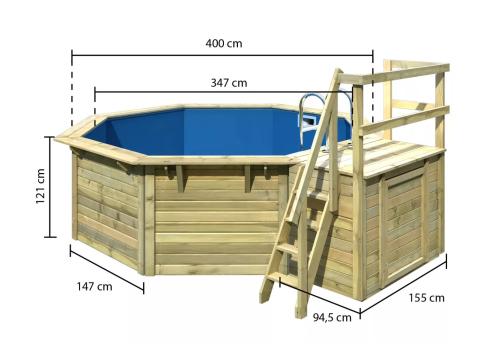 bazén KARIBU model X1 včetně malé terasy (39054) 4,0 x 4,8 m